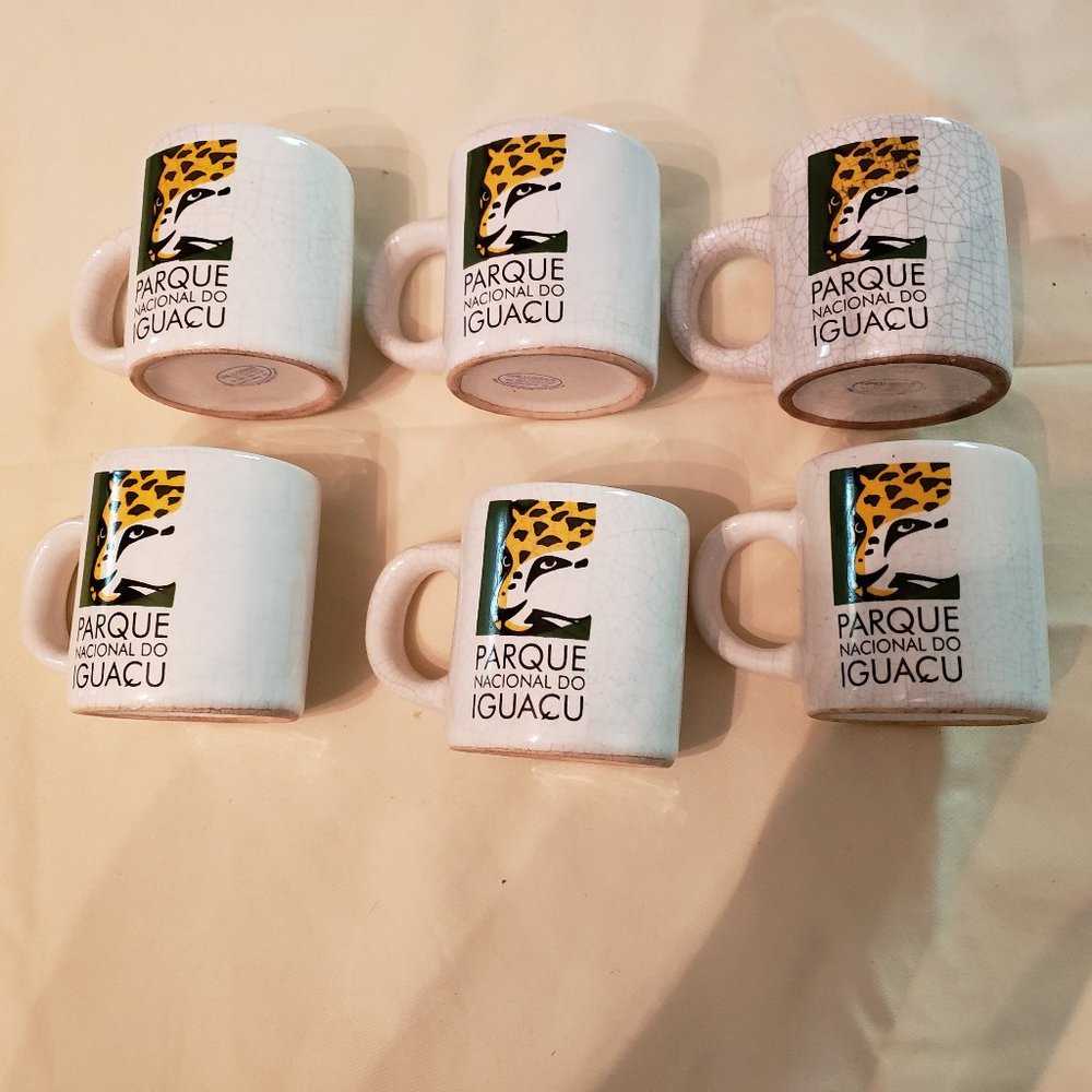 Set of 6 Parque Nacional do Iguaçu small mugs Brazil souvenir not used